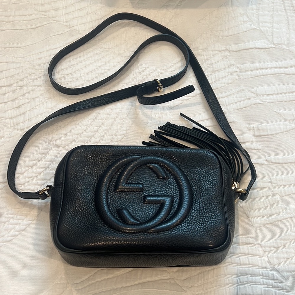 GUCCI BLACK LEATHER DISCO BAG